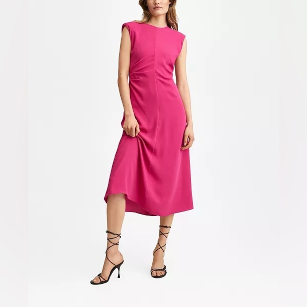Mango Fuchsia Sleeveless Midi Dress